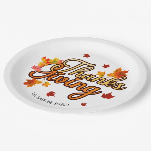 Elegant Thanksgiving foliage autumn fall  Pappteller (Schrägansicht)