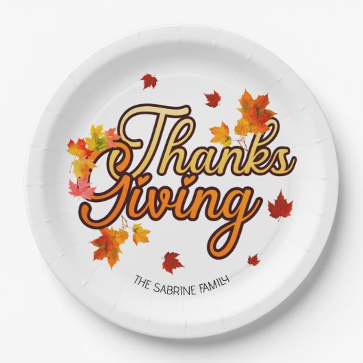 Elegant Thanksgiving foliage autumn fall  Pappteller (Vorderseite)