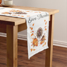 Elegant Thanksgiving "Give Thanks" Table Runner