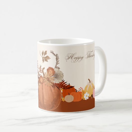 Elegant Thanksgiving Pumpkin Art Kaffeetasse (VorderseiteRechts)