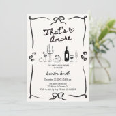 Elegant That's Amore Hand Drawn Bridal Shower Einladung (Stehend Vorderseite)