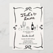Elegant That's Amore Hand Drawn Bridal Shower Einladung (Vorne/Hinten)