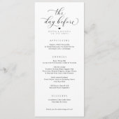 Elegant The Day Before Wedding Rehearsal Dinner Menükarte (Vorderseite)