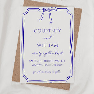 Elegant "The Knot binden" HandGezeichnet Bow Navy Save The Date