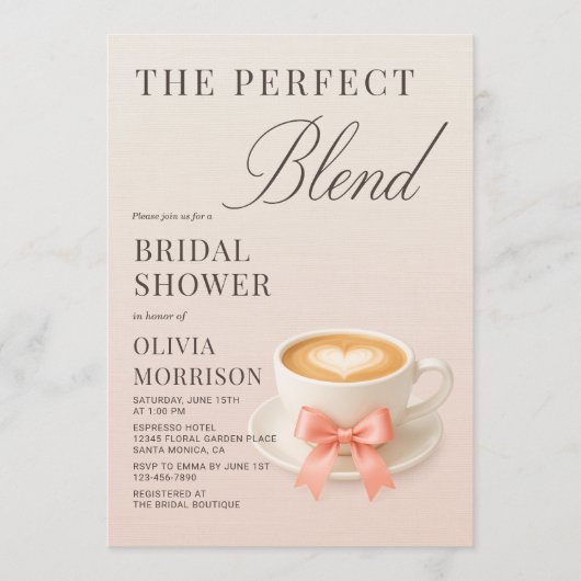 Elegant The Perfect Blend Coffee Bridal Shower Einladung (Vorderseite)