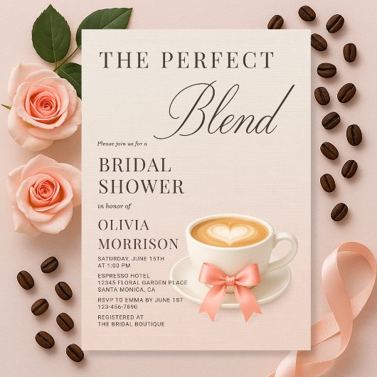 Elegant The Perfect Blend Coffee Bridal Shower Einladung
