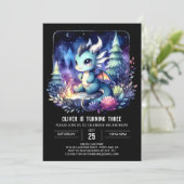 Elegant Theme Dragon Birthday Einladung (Stehend Vorderseite)