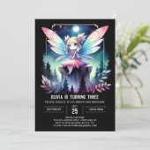 Elegant Theme Fairy Birthday Einladung (Stehend Vorderseite)
