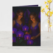 Elegant Thinking of You Purple Orchid Fairy Karte (Gelbe Blume)