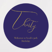 Elegant Thirty 30th Birthday Food & Drink Labels Etiketten (Design 1)