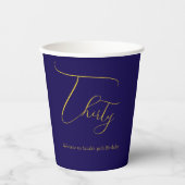 Elegant Thirty 30th Birthday Paper Cup – Navy Blue Pappbecher (Vorderseite)