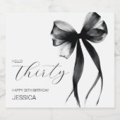 Elegant Thirty Script Bow 40th Birthday Party Schaumweinetikett (Einzelnes Label)