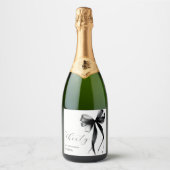 Elegant Thirty Script Bow 40th Birthday Party Schaumweinetikett (Vorderseite)