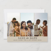 Elegant Three Foto Collage Wedding Save the Date (Vorderseite)