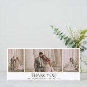 Elegant Three Foto Collage Wedding Vielen Dank (Stehend Vorderseite)