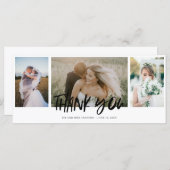 Elegant Three Foto Collage Wedding Vielen Dank (Vorne/Hinten)