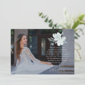 Elegant Three Foto Quinceanera Floral Vielen Dank Einladung (Stehend Vorderseite)