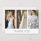 Elegant Three Foto Wedding Vielen Dank Dankeskarte (Vorderseite)
