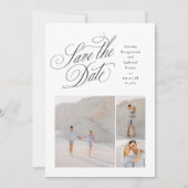 Elegant three photo black and white wedding save the date (Vorderseite)