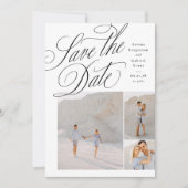 Elegant three photo black and white wedding save the date (Vorderseite)