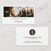 Elegant Three Photo Collage Wedding Photography Visitenkarte (Vorne/Hinten)