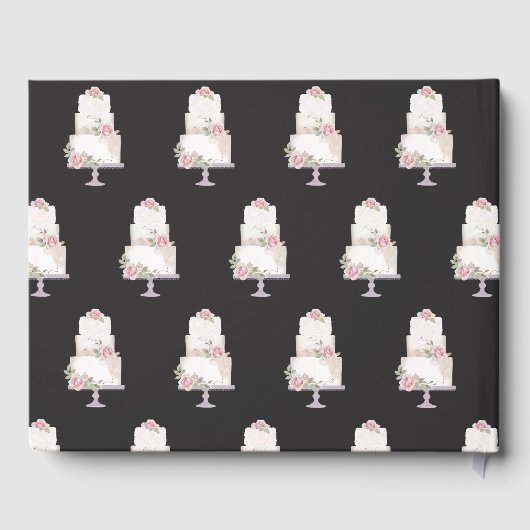Elegant Three Tier Wedding Cake Monogram Gästebuch (Rückseite)