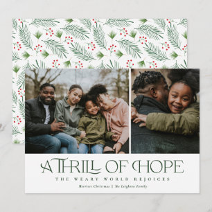 Elegant Thrill of Hope Two Foto Green Christmas Feiertagskarte