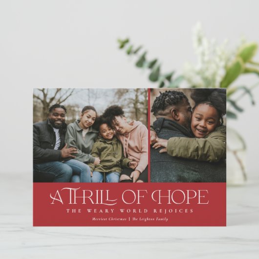 Elegant Thrill of Hope Two Foto Weihnachten (Stehend Vorderseite)