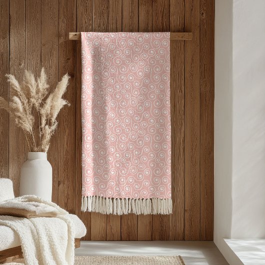 Elegant Throw Blanket Pastel Pink Minimalist Waves Fleecedecke