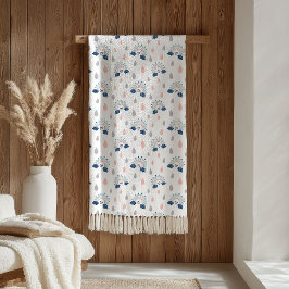 Elegant Throw for Kids Navy Pink Rainbows Style Fleecedecke