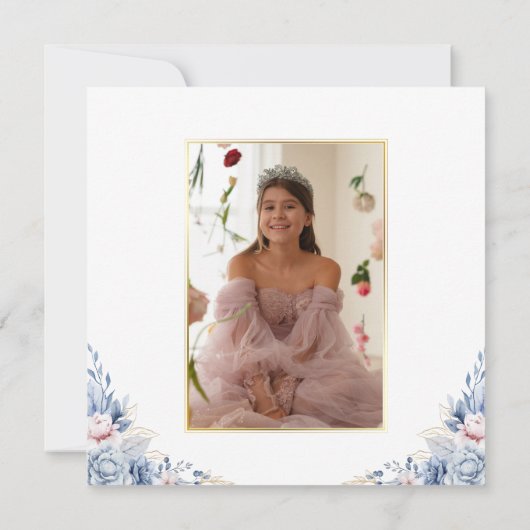 Elegant Tiara Floral Quinceñera Foto Save The Date (Rückseite)