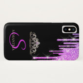 Elegant Tiara Lila Glitzer Tropfen Case-Mate iPhone Hülle (Rückseite (Horizontal))