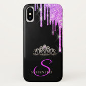 Elegant Tiara Lila Glitzer Tropfen Case-Mate iPhone Hülle (Rückseite)