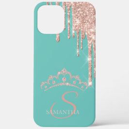 Elegant Tiara Rose Gold Glitzer Tropfen Minze Gree Case-Mate iPhone Hülle