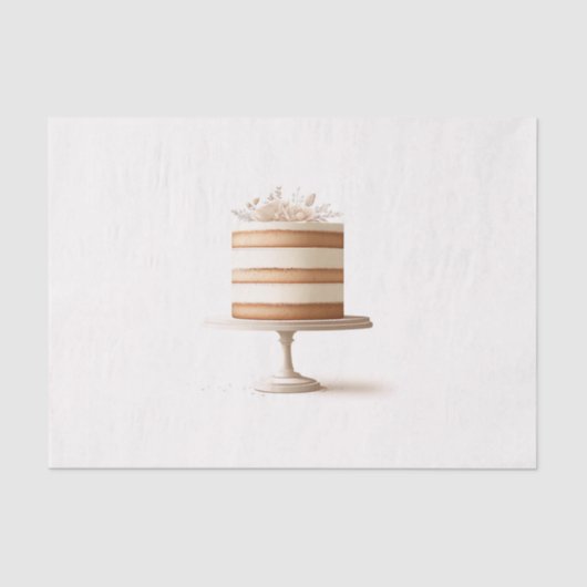 Elegant Tier White Floral Wedding Cake Bäckerei Seidenpapier (Vorderseite)