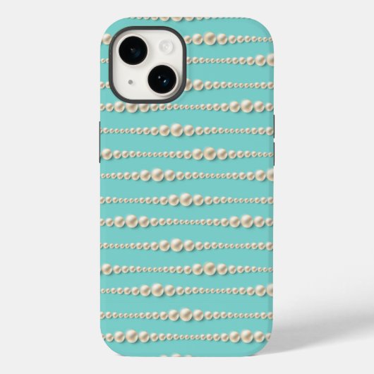 Elegant Tiffany-Inspiriert Aquamarin & Pearls iPho Case-Mate iPhone Hülle (Rückseite)