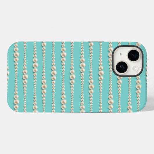 Elegant Tiffany-Inspiriert Aquamarin & Pearls iPho Case-Mate iPhone Hülle (Rückseite (Horizontal))
