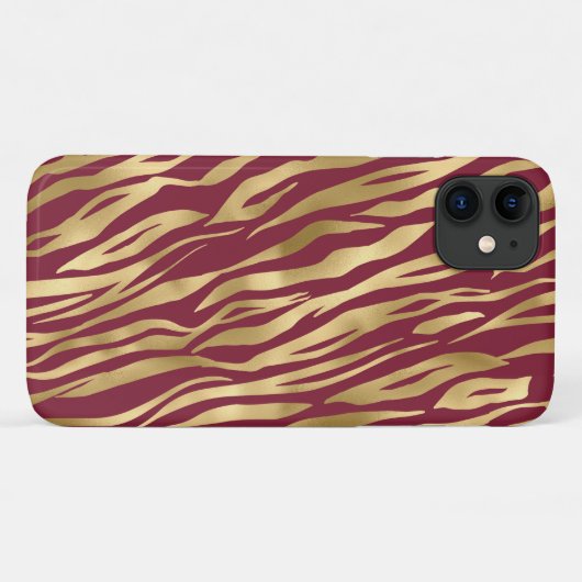 Elegant Tiger Burgundy Gold Chic Stilvoll Case-Mate iPhone Hülle (Rückseite (Horizontal))