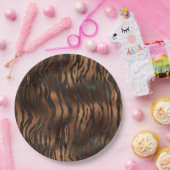 Elegant Tiger Chic Black Bronze Stilvoll Pappteller (Party)