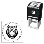 Elegant Tiger Head #2 Round Name Address Permastempel (Beispiel)