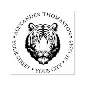 Elegant Tiger Head #2 Round Name Address Permastempel (Design)