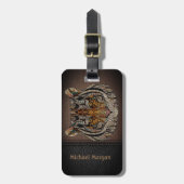 Elegant, Tigerkopf Leathe Look - Personalisiert Gepäckanhänger (Vorderseite vertikal)