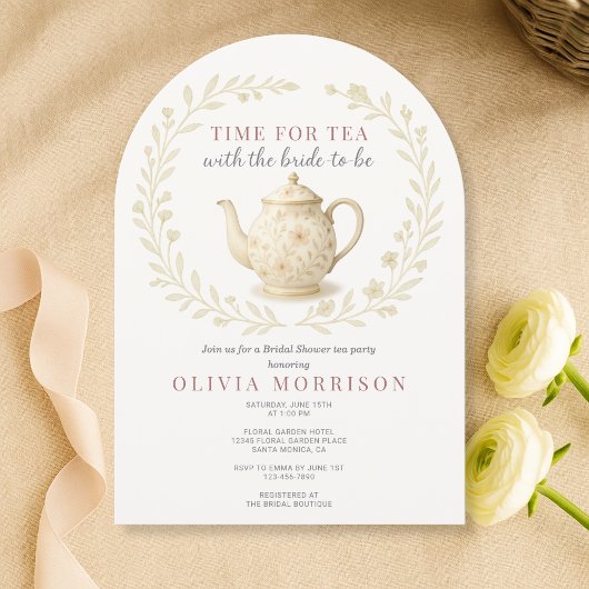Elegant Time for Tea Bridal Shower Wildflower Einladung