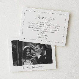 Elegant Timeless Black and White Wedding Photo Dankeskarte