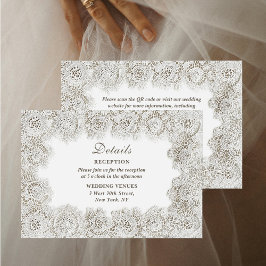 Elegant Timeless Lace QR Code Wedding Details Begleitkarte