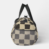 Elegant Timeless Name Beige and Dark Check Duffle Bag (Rechts)