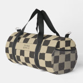 Elegant Timeless Name Beige and Dark Check Duffle Bag (Rechte Ecke)