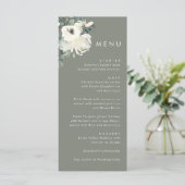 Elegant Timeless Olive Green Floral Wedding  Menükarte (Stehend Vorderseite)