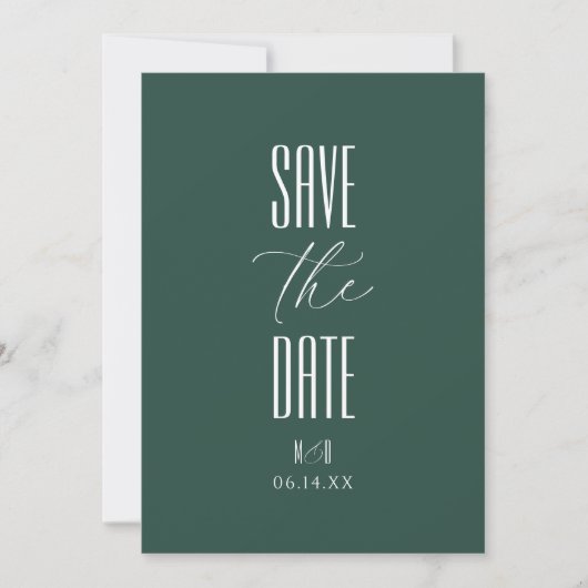 Elegant Timeless Script Photo Monogram Wedding Save The Date (Vorderseite)