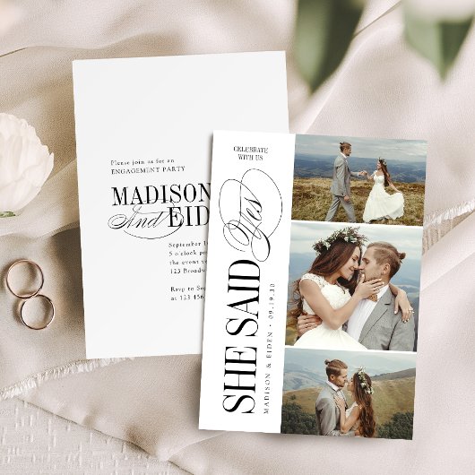 Elegant Timeless Typography 3 photo Engagement Einladung